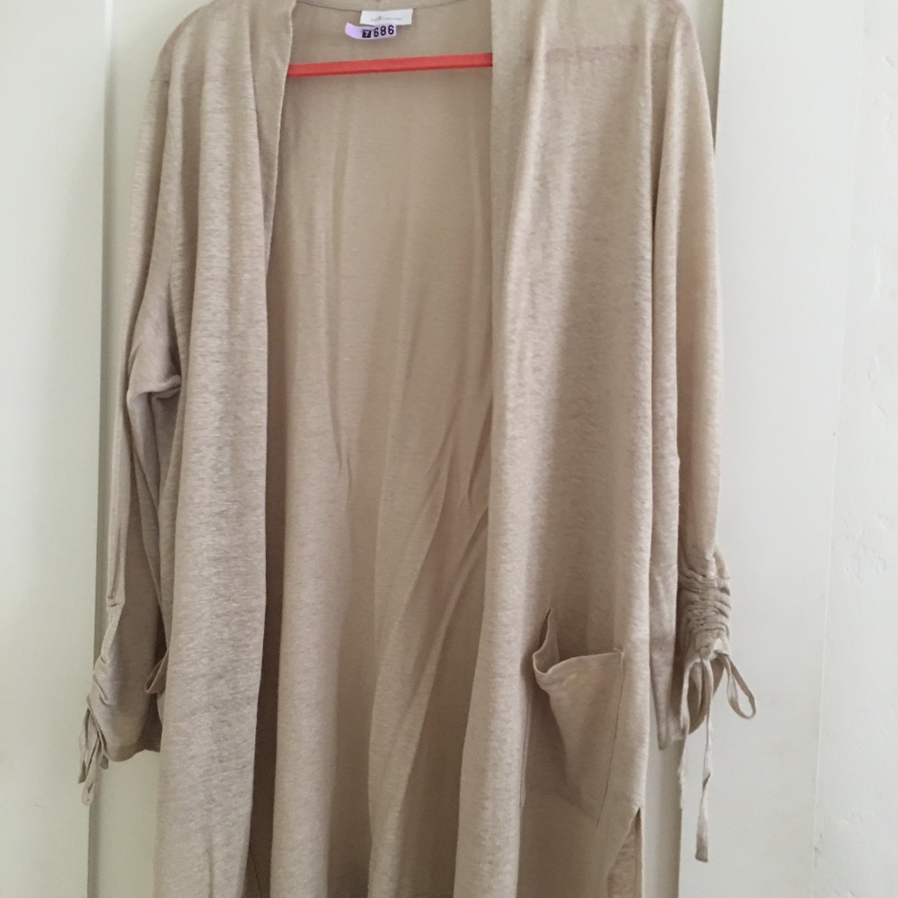 Linen drape-front Cardigan